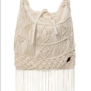 Roxy Aquarius Cream Macrame Fringe Tote